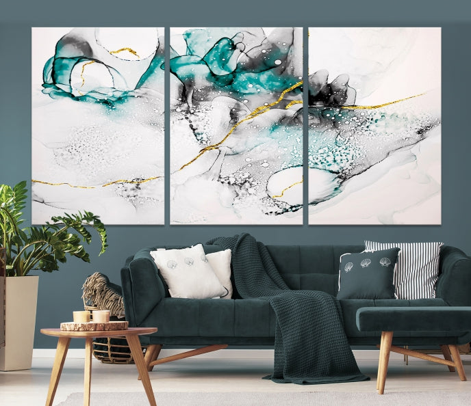 Modern Abstract Painting on Giclee Canvas Wall Art Print Framed Ready to Hang