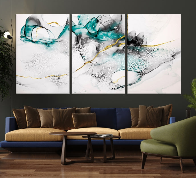 Modern Abstract Painting on Giclee Canvas Wall Art Print Framed Ready to Hang