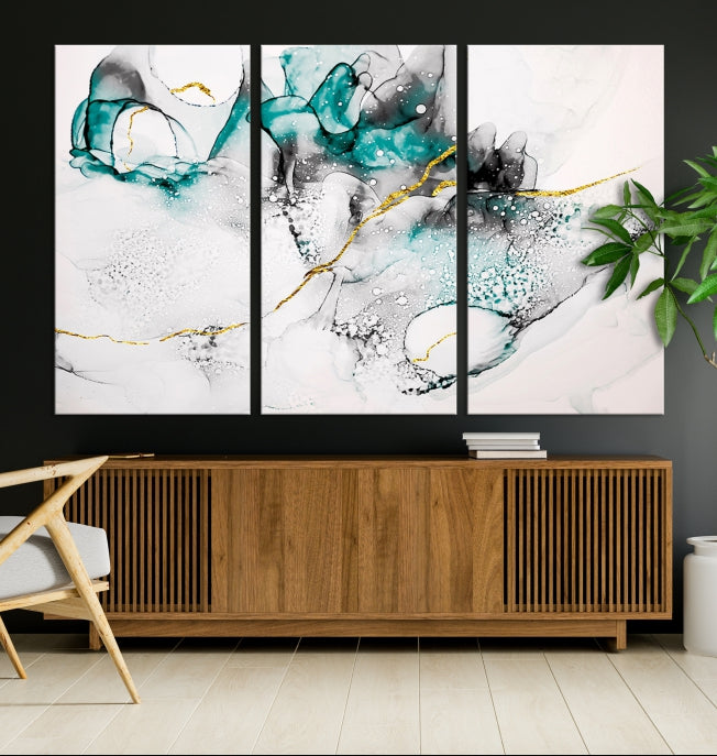 Modern Abstract Painting on Giclee Canvas Wall Art Print Framed Ready to Hang