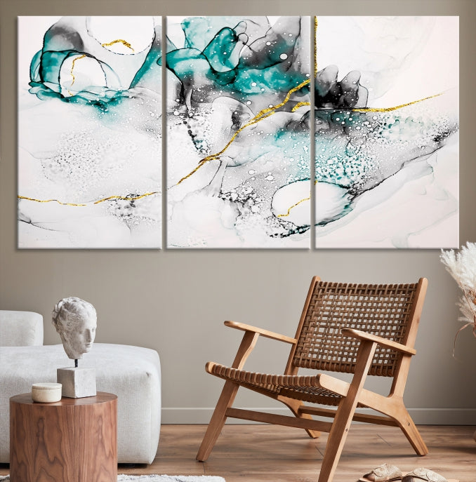 Modern Abstract Painting on Giclee Canvas Wall Art Print Framed Ready to Hang