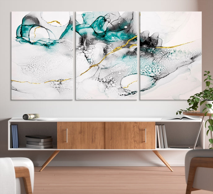 Modern Abstract Painting on Giclee Canvas Wall Art Print Framed Ready to Hang