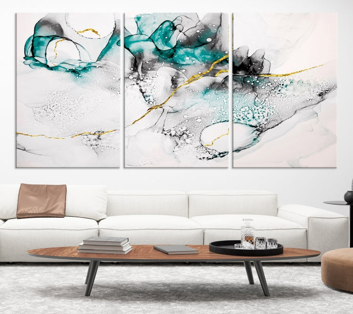 Modern Abstract Painting on Giclee Canvas Wall Art Print Framed Ready to Hang