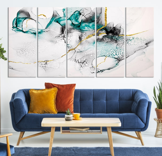 Modern Abstract Painting on Giclee Canvas Wall Art Print Framed Ready to Hang