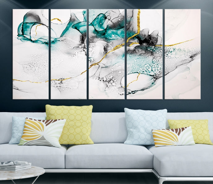 Modern Abstract Painting on Giclee Canvas Wall Art Print Framed Ready to Hang