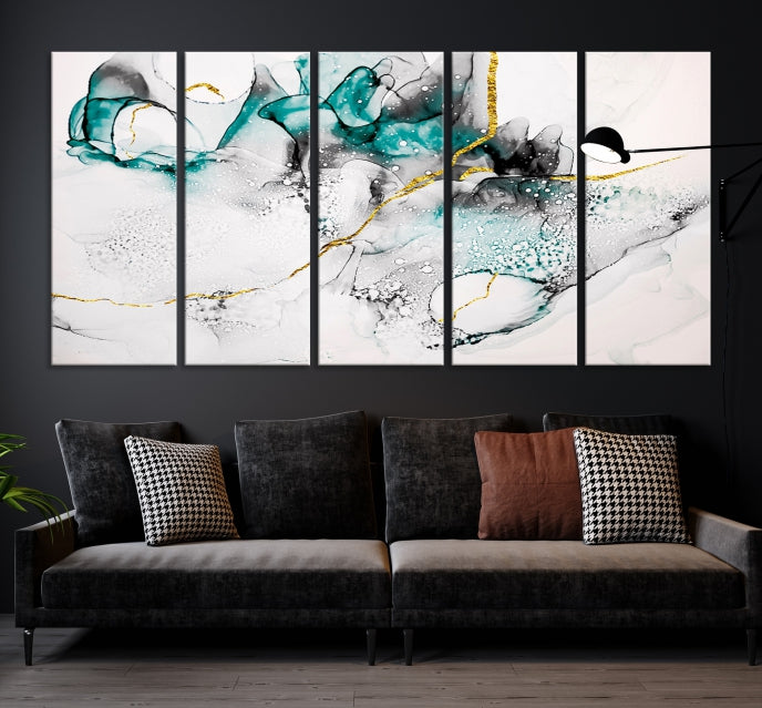 Modern Abstract Painting on Giclee Canvas Wall Art Print Framed Ready to Hang