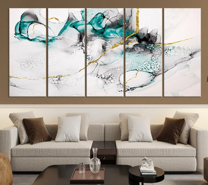 Modern Abstract Painting on Giclee Canvas Wall Art Print Framed Ready to Hang