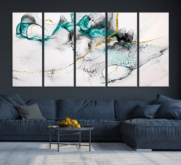 Modern Abstract Painting on Giclee Canvas Wall Art Print Framed Ready to Hang