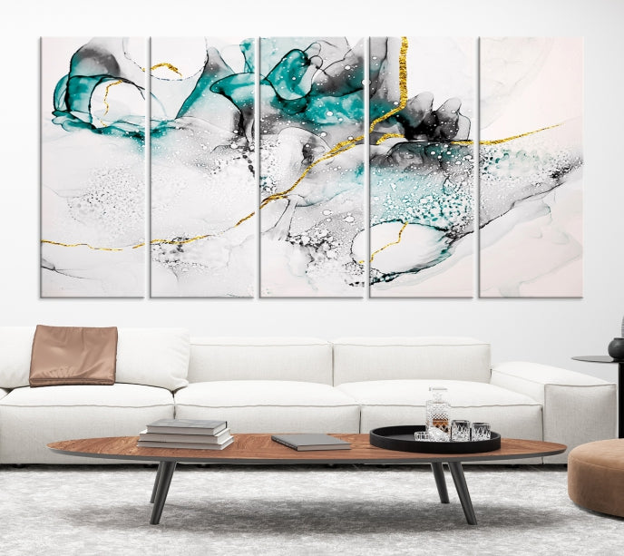 Modern Abstract Painting on Giclee Canvas Wall Art Print Framed Ready to Hang