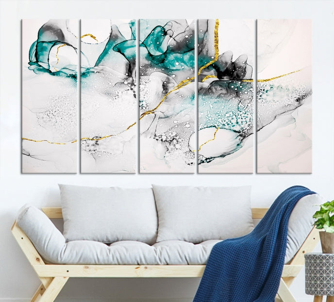 Modern Abstract Painting on Giclee Canvas Wall Art Print Framed Ready to Hang