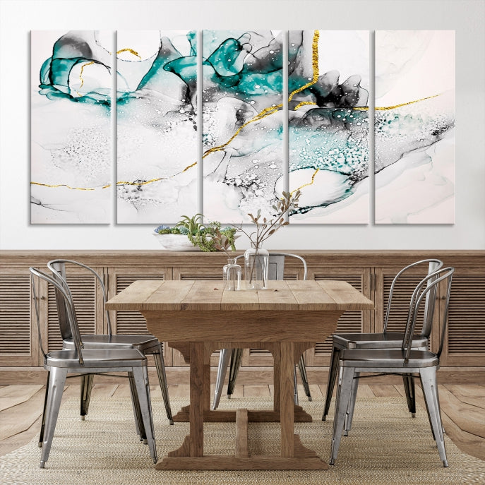 Modern Abstract Painting on Giclee Canvas Wall Art Print Framed Ready to Hang