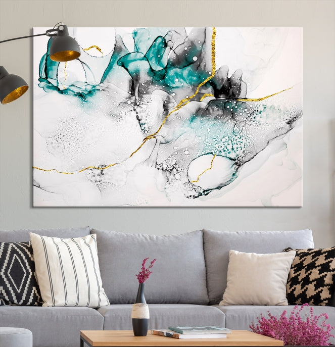 Modern Abstract Painting on Giclee Canvas Wall Art Print Framed Ready to Hang