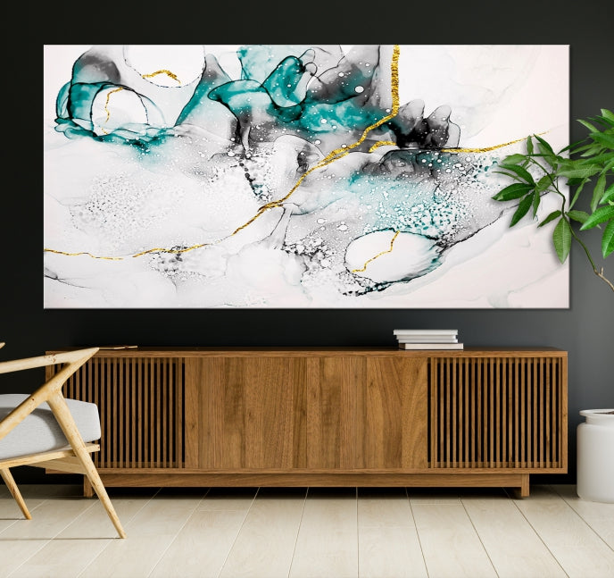 Modern Abstract Painting on Giclee Canvas Wall Art Print Framed Ready to Hang