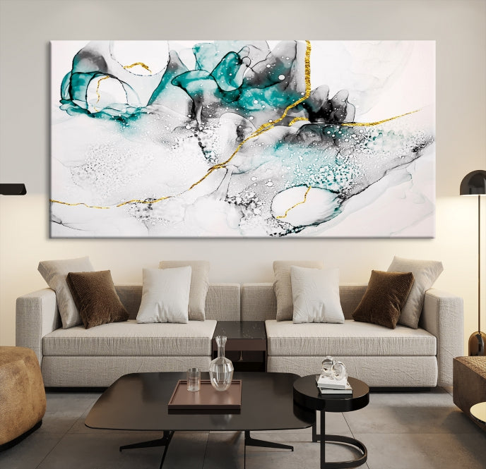 Modern Abstract Painting on Giclee Canvas Wall Art Print Framed Ready to Hang