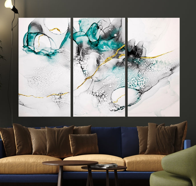 Modern Abstract Painting on Giclee Canvas Wall Art Print Framed Ready to Hang