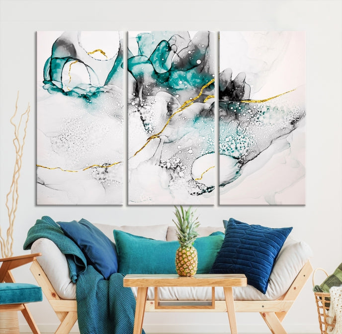 Modern Abstract Painting on Giclee Canvas Wall Art Print Framed Ready to Hang