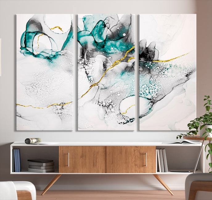 Modern Abstract Painting on Giclee Canvas Wall Art Print Framed Ready to Hang