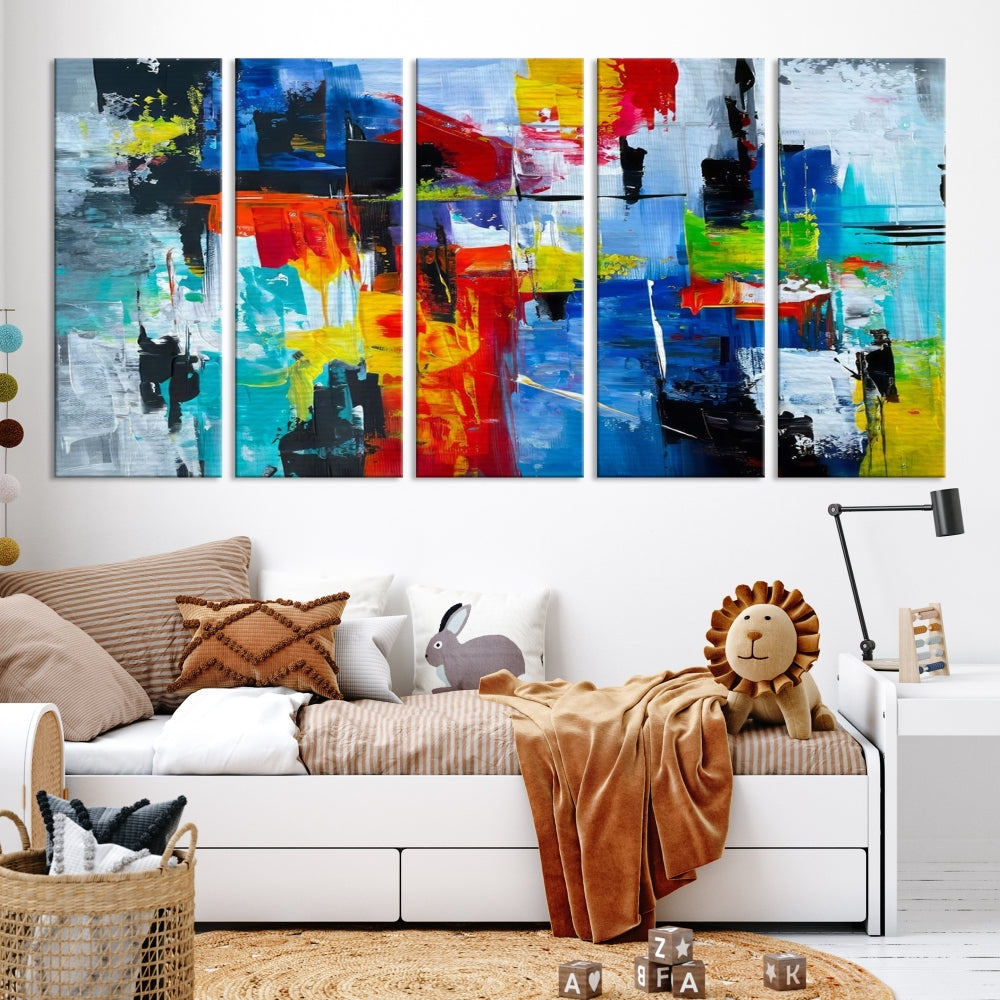 Modern Abstract Wall Art, Vibrant Painting on Canvas, Printed Wall Decor, Kitchen Wall Art