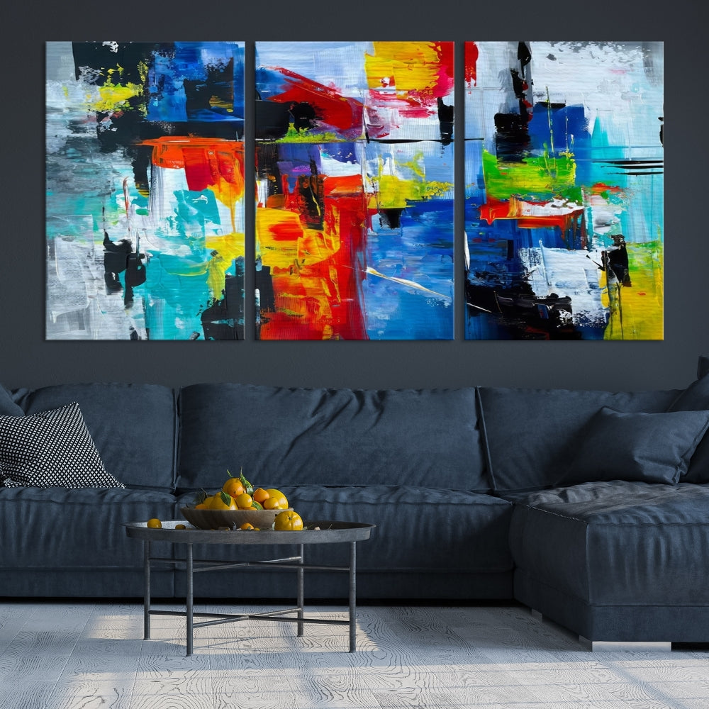 Modern Abstract Wall Art, Vibrant Painting on Canvas, Printed Wall Decor, Kitchen Wall Art