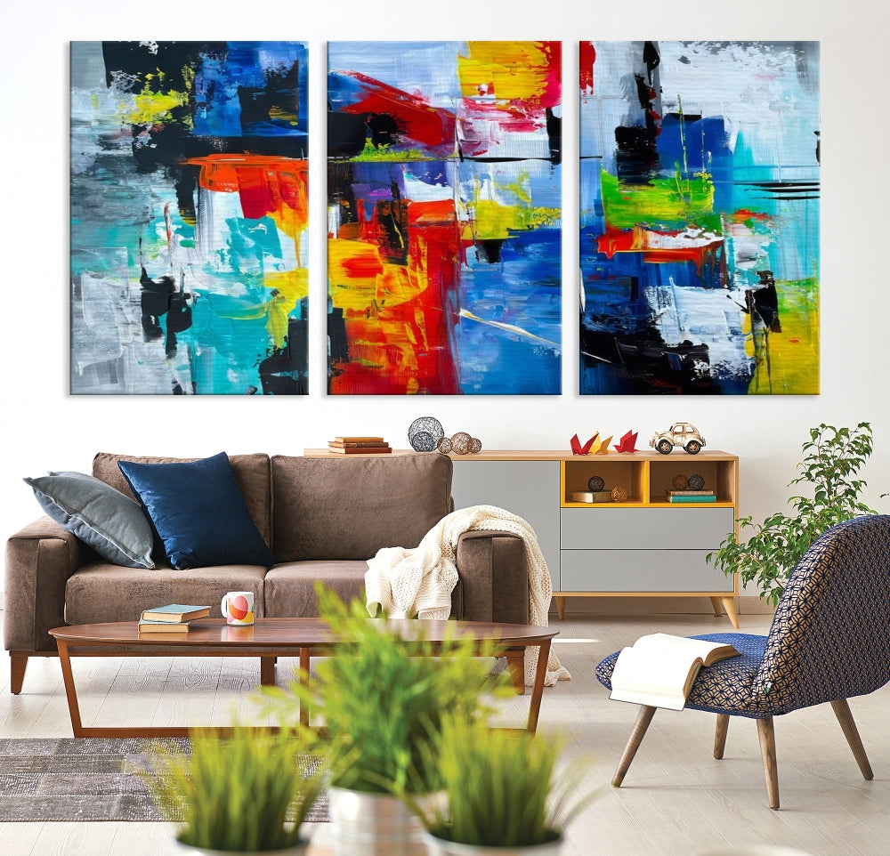 Modern Abstract Wall Art, Vibrant Painting on Canvas, Printed Wall Decor, Kitchen Wall Art