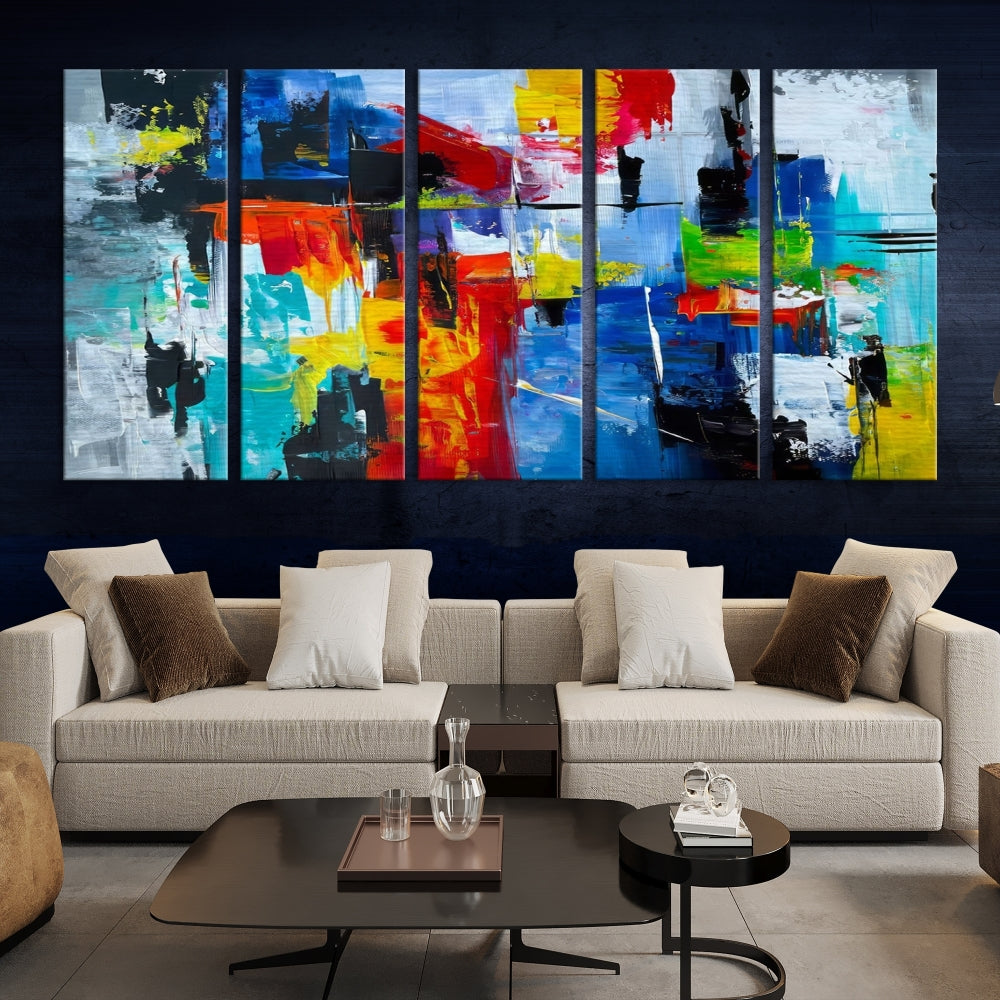 Modern Abstract Wall Art, Vibrant Painting on Canvas, Printed Wall Decor, Kitchen Wall Art