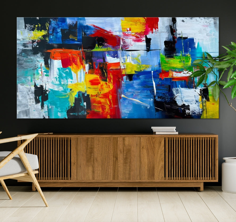 Modern Abstract Wall Art, Vibrant Painting on Canvas, Printed Wall Decor, Kitchen Wall Art