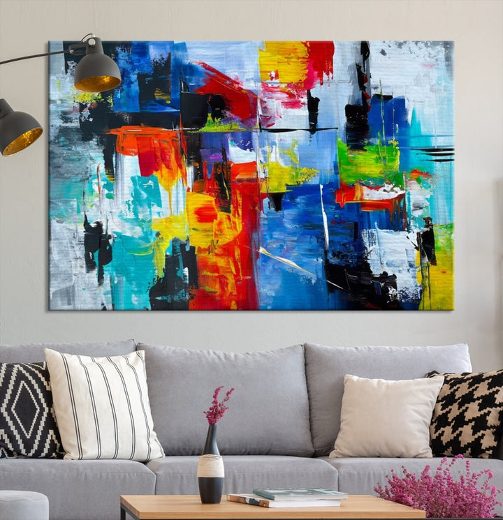 Modern Abstract Wall Art, Vibrant Painting on Canvas, Printed Wall Decor, Kitchen Wall Art