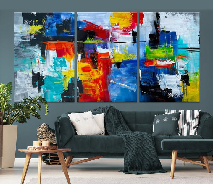 Modern Abstract Wall Art, Vibrant Painting on Canvas, Printed Wall Decor, Kitchen Wall Art