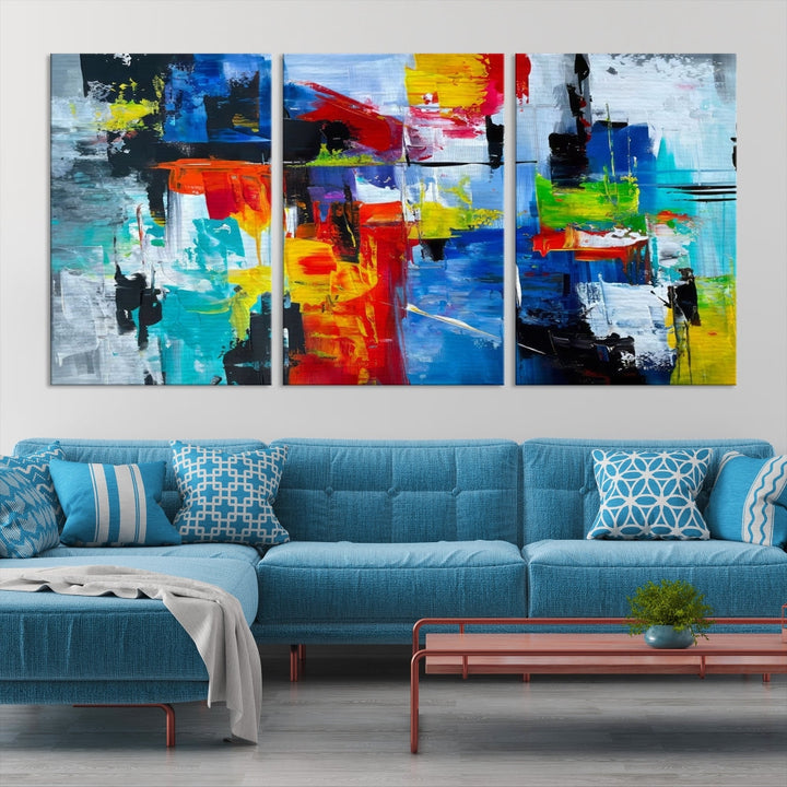 Modern Abstract Wall Art, Vibrant Painting on Canvas, Printed Wall Decor, Kitchen Wall Art