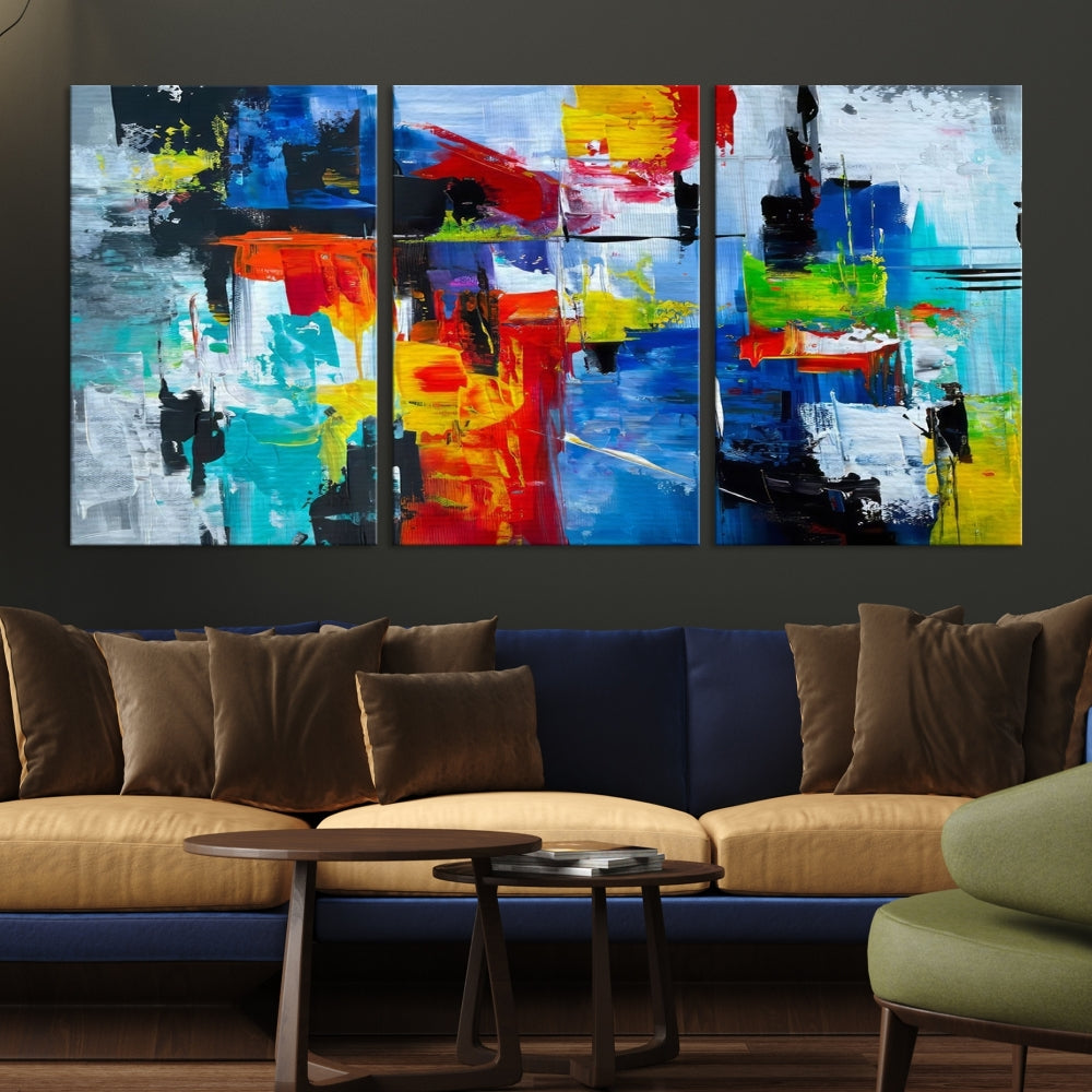 Modern Abstract Wall Art, Vibrant Painting on Canvas, Printed Wall Decor, Kitchen Wall Art