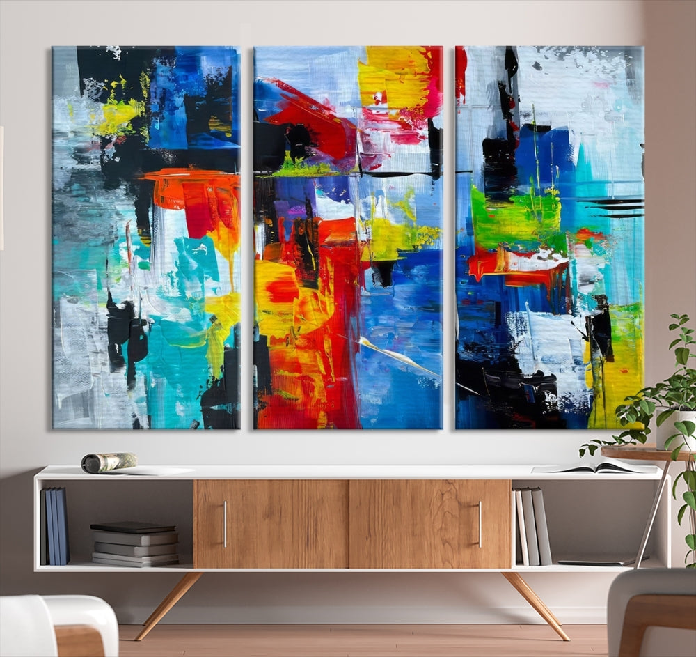 Modern Abstract Wall Art, Vibrant Painting on Canvas, Printed Wall Decor, Kitchen Wall Art