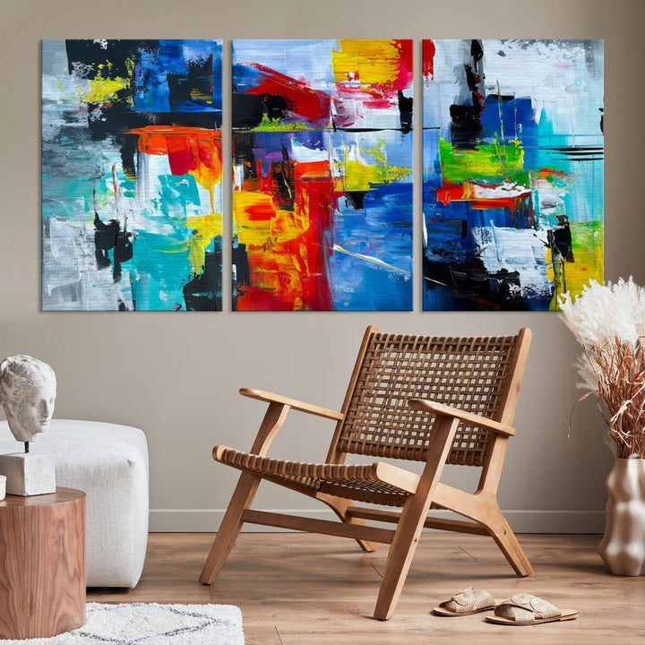 Modern Abstract Wall Art, Vibrant Painting on Canvas, Printed Wall Decor, Kitchen Wall Art