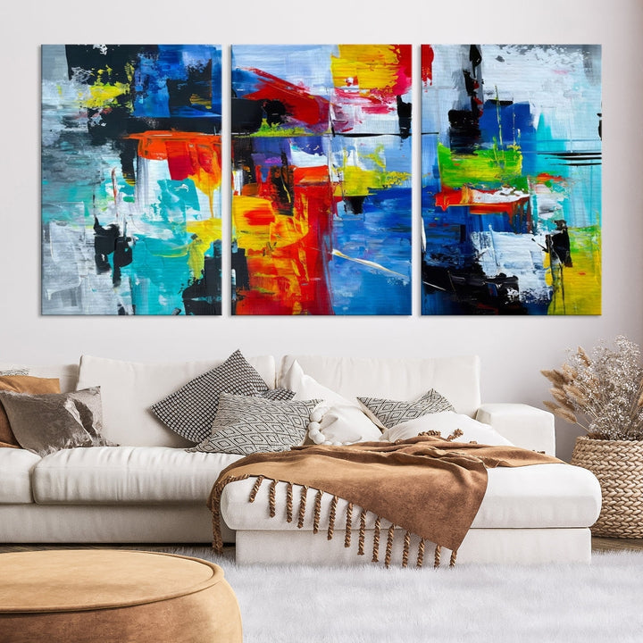 Modern Abstract Wall Art, Vibrant Painting on Canvas, Printed Wall Decor, Kitchen Wall Art