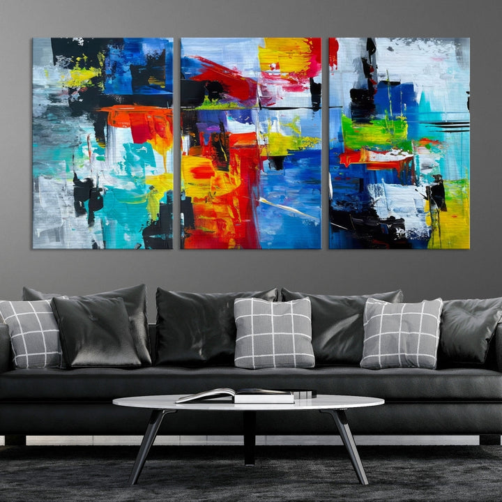 Modern Abstract Wall Art, Vibrant Painting on Canvas, Printed Wall Decor, Kitchen Wall Art