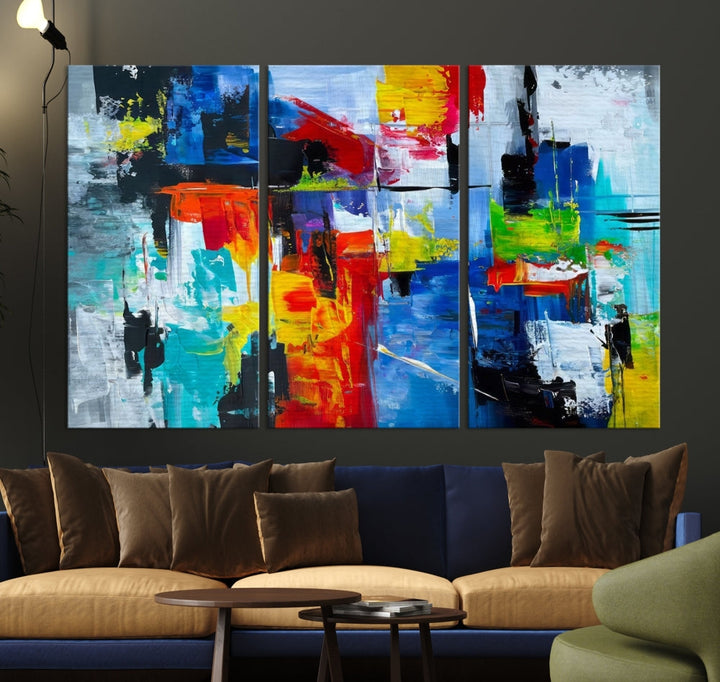 Modern Abstract Wall Art, Vibrant Painting on Canvas, Printed Wall Decor, Kitchen Wall Art