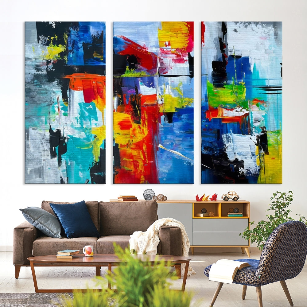 Modern Abstract Wall Art, Vibrant Painting on Canvas, Printed Wall Decor, Kitchen Wall Art