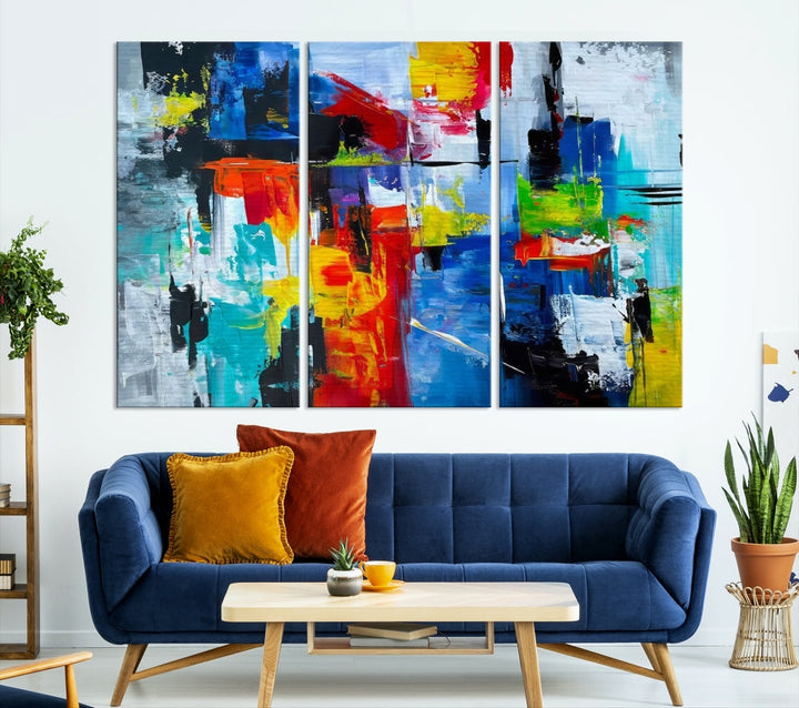 Modern Abstract Wall Art, Vibrant Painting on Canvas, Printed Wall Decor, Kitchen Wall Art