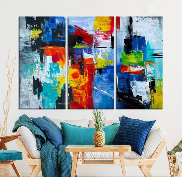 Modern Abstract Wall Art, Vibrant Painting on Canvas, Printed Wall Decor, Kitchen Wall Art