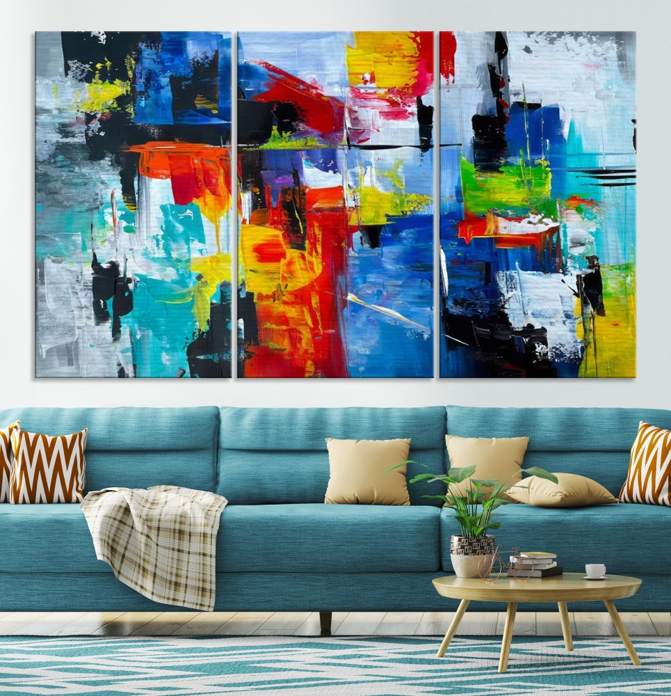 Modern Abstract Wall Art, Vibrant Painting on Canvas, Printed Wall Decor, Kitchen Wall Art