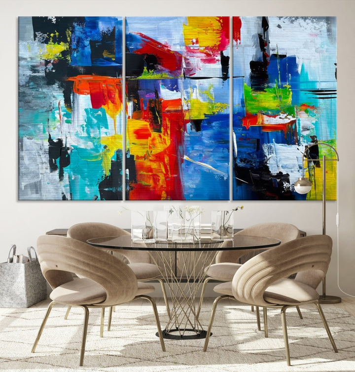 Modern Abstract Wall Art, Vibrant Painting on Canvas, Printed Wall Decor, Kitchen Wall Art