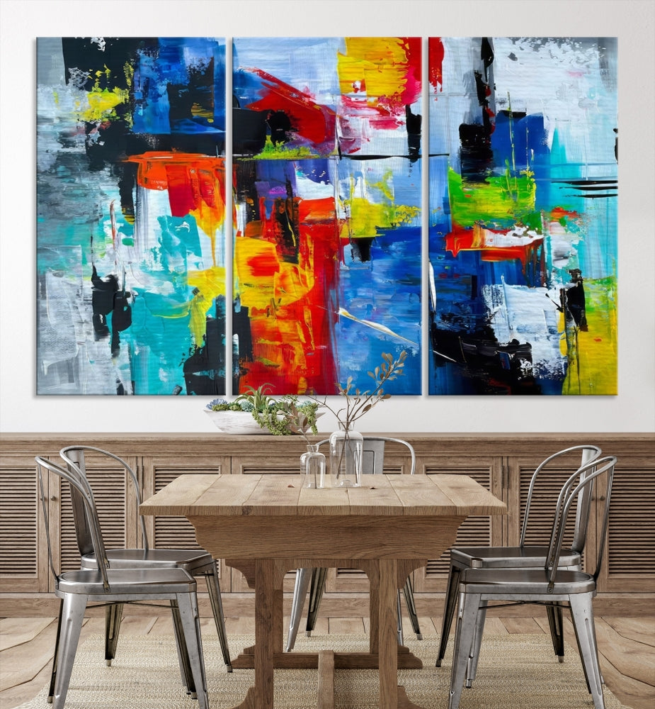 Modern Abstract Wall Art, Vibrant Painting on Canvas, Printed Wall Decor, Kitchen Wall Art