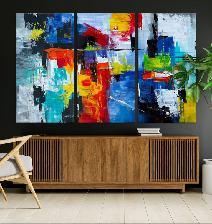 Modern Abstract Wall Art, Vibrant Painting on Canvas, Printed Wall Decor, Kitchen Wall Art