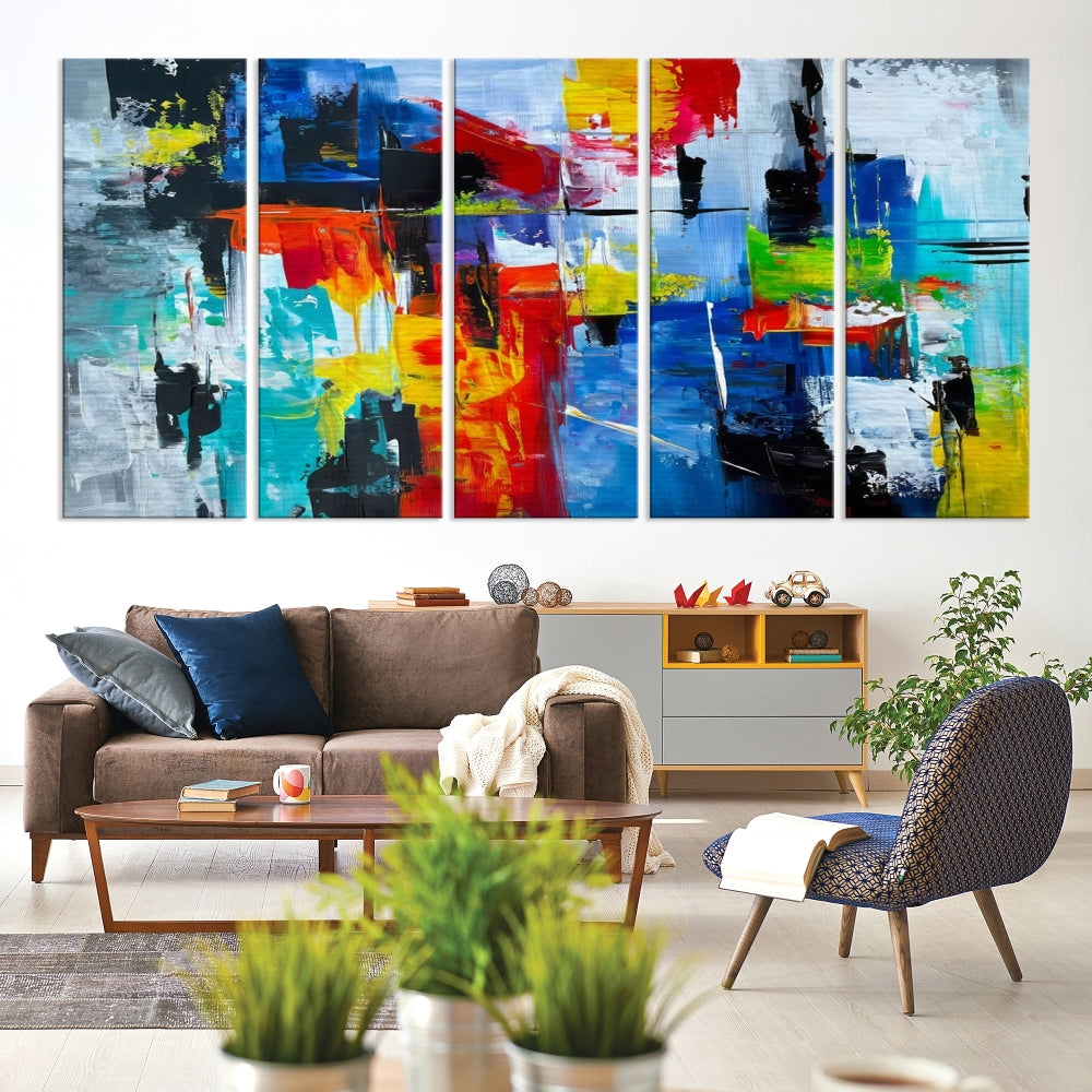 Modern Abstract Wall Art, Vibrant Painting on Canvas, Printed Wall Decor, Kitchen Wall Art