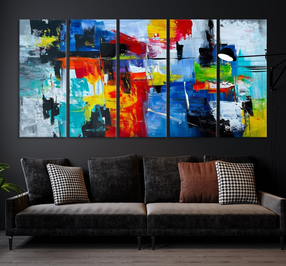 Modern Abstract Wall Art, Vibrant Painting on Canvas, Printed Wall Decor, Kitchen Wall Art