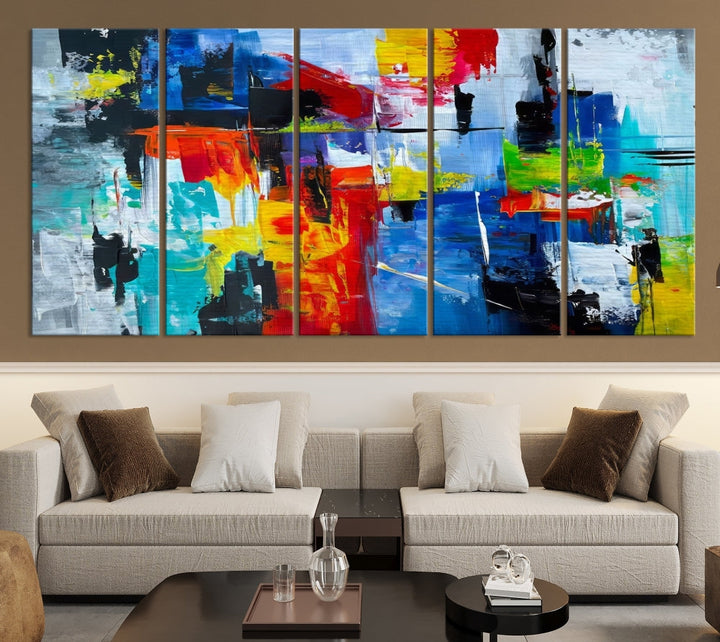 Modern Abstract Wall Art, Vibrant Painting on Canvas, Printed Wall Decor, Kitchen Wall Art