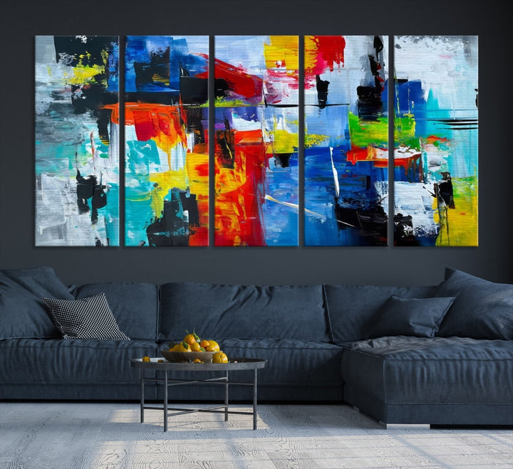 Modern Abstract Wall Art, Vibrant Painting on Canvas, Printed Wall Decor, Kitchen Wall Art