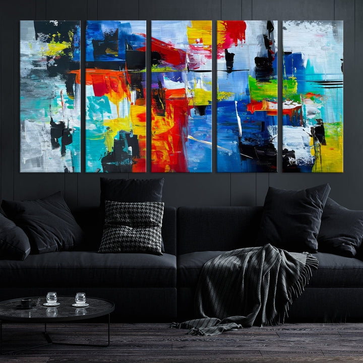 Modern Abstract Wall Art, Vibrant Painting on Canvas, Printed Wall Decor, Kitchen Wall Art