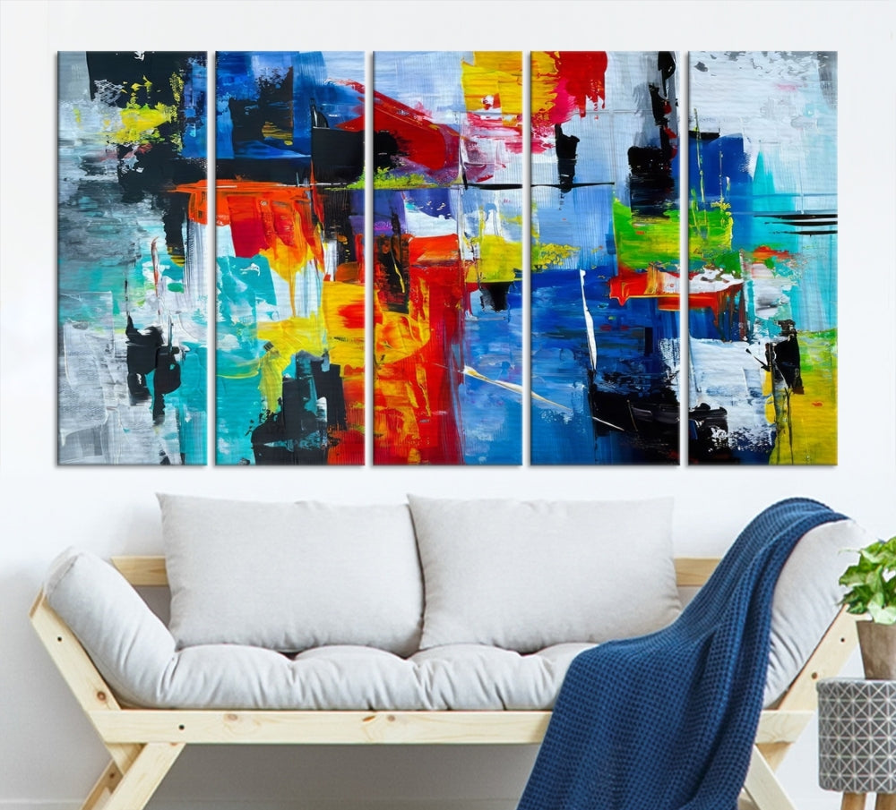 Modern Abstract Wall Art, Vibrant Painting on Canvas, Printed Wall Decor, Kitchen Wall Art