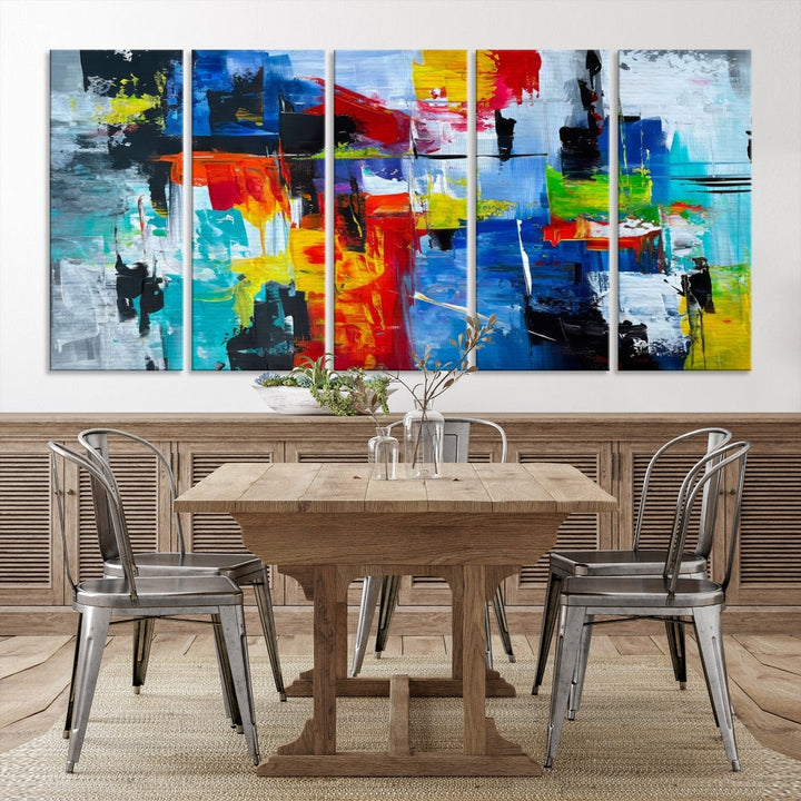 Modern Abstract Wall Art, Vibrant Painting on Canvas, Printed Wall Decor, Kitchen Wall Art