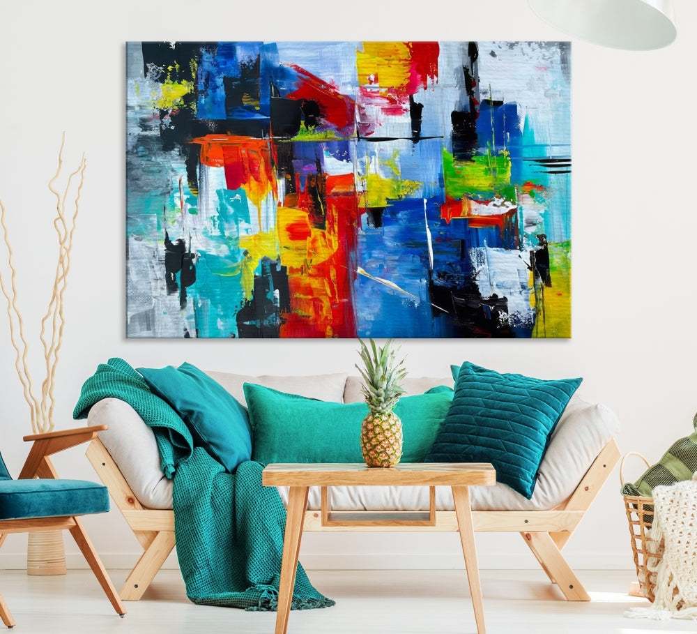 Modern Abstract Wall Art, Vibrant Painting on Canvas, Printed Wall Decor, Kitchen Wall Art