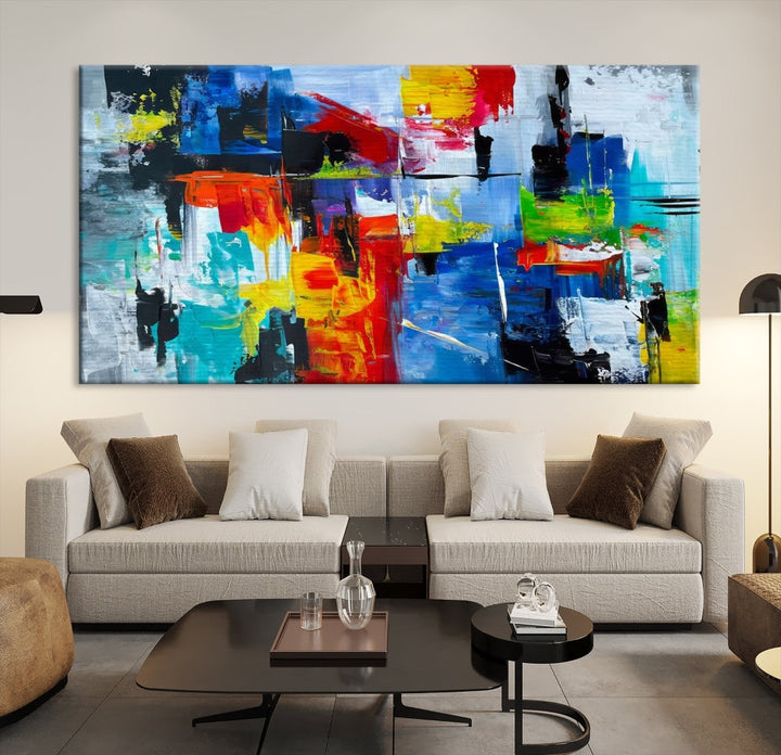 Modern Abstract Wall Art, Vibrant Painting on Canvas, Printed Wall Decor, Kitchen Wall Art